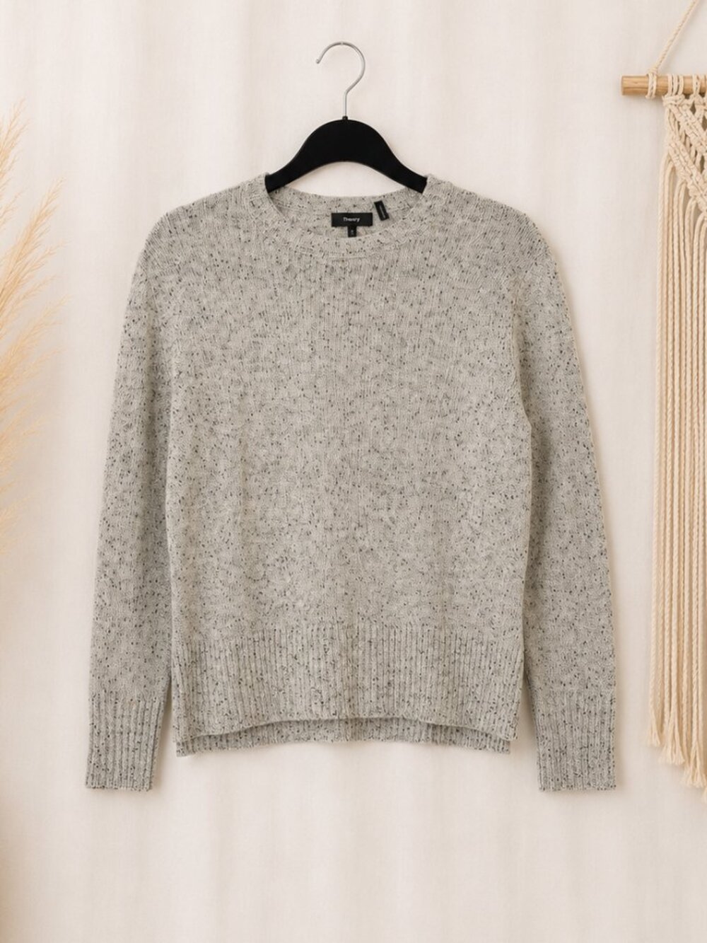 Theory Cashmere Speckled Knit Sweater Size Small Luxury Crewneck